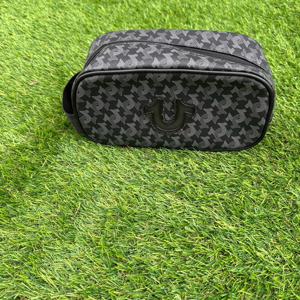 True Religion Men's Gray & Black Patterned Toiletry Case